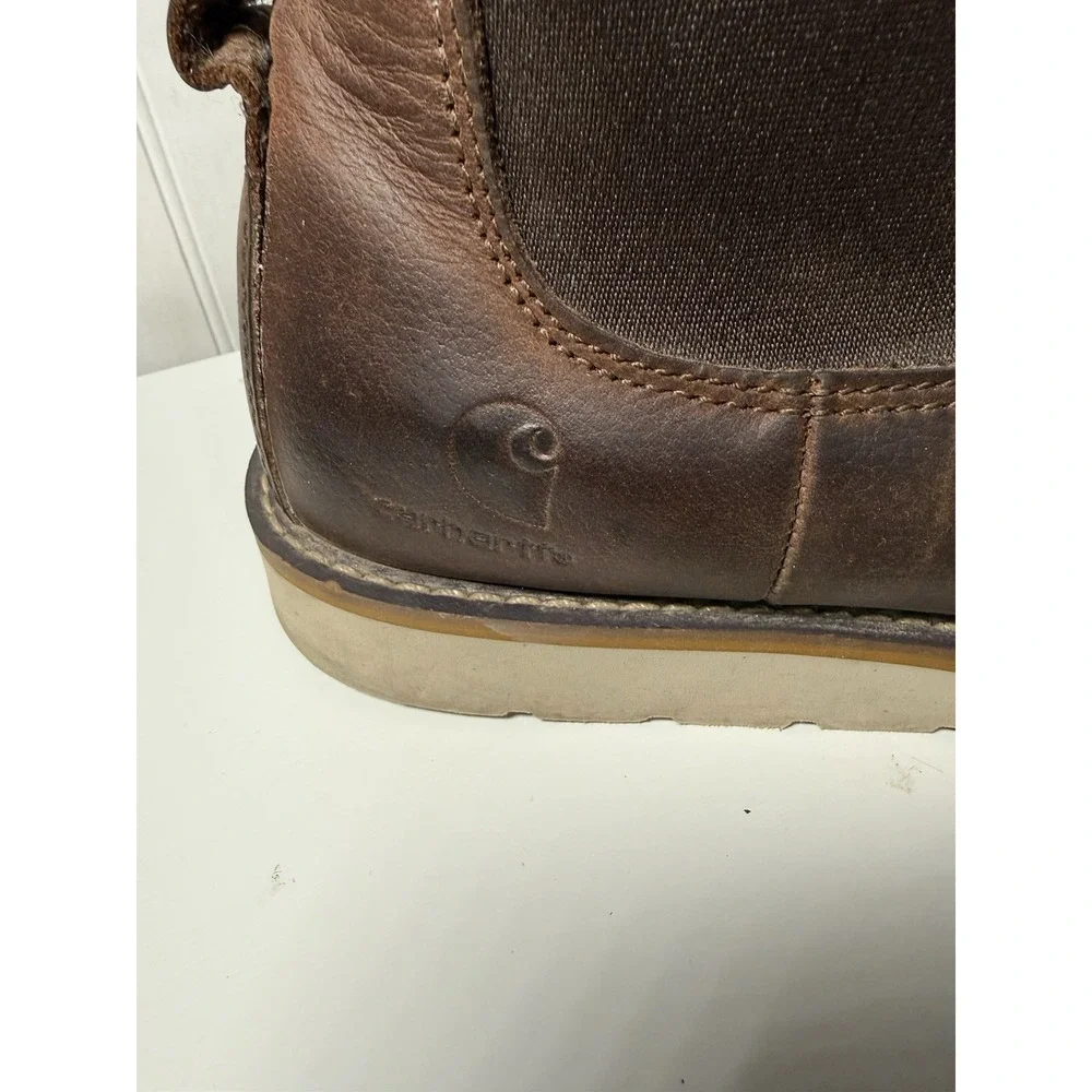 Carhartt Boots Mens 10.5 Brown Wedge Chelsea Steel Toe Workwear